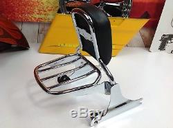 06-17 OEM Harley Softail Fat Boy Detachable Sissy Bar Backrest & Rack Chrome