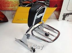06-17 OEM Harley Softail Fat Boy Detachable Sissy Bar Backrest & Rack Chrome