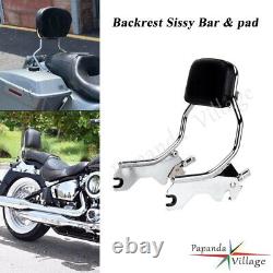 13.9'' Chrome Sissy Bar Backrest withPad For Harley Street Bob FXBB Softail 18-22