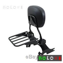 Adjustable Black Backrest Sissy Bar Luggage Rack For Harley Iron883 XL883N 09-17