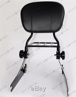 Adjustable Detachable Backrest Sissy Bar Luggage Rack For Harley Dyna 06up Black