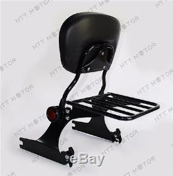 Adjustable Detachable Backrest Sissy Bar Luggage Rack For Harley Dyna 06up Black