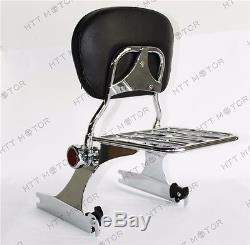 Adjustable Detachable Backrest Sissy Bar Luggage Rack For Harley Dyna 06up Chrom