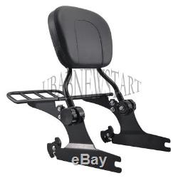 Adjustable Detachable Backrest Sissy Bar Luggage Rack For Harley Softail 05-Up