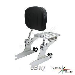 Adjustable Detachable Backrest Sissy Bar Luggage Rack For Harley Softail 2000-05