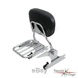 Adjustable Detachable Backrest Sissy Bar Luggage Rack For Harley Softail 2000-05