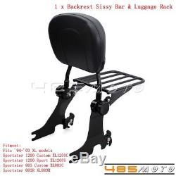 Adjustable Detachable Backrest Sissy Bar Luggage Rack For Harley Sportster 1200
