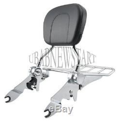 Adjustable&Detachable Backrest Sissy Bar + Luggage Rack For Harley Touring 09-Up