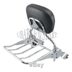 Adjustable&Detachable Backrest Sissy Bar + Luggage Rack For Harley Touring 09-Up