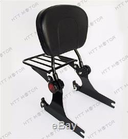 Adjustable Detachable Backrest Sissy Bar Luggage rack For Harley Dyna 02-05 Blac