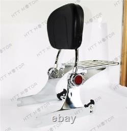 Adjustable Detachable Backrest Sissy Bar Luggage rack For Harley Dyna 02-05 Chro