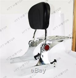 Adjustable Detachable Backrest Sissy Bar Luggage rack For Harley Dyna 02-19 Chro