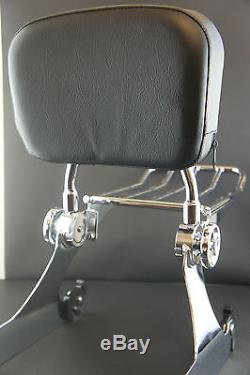 Adjustable Detachable Backrest Sissy Bar Luggage rack Harley Davidson Dyna 02-05