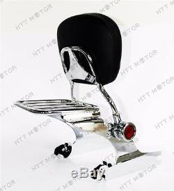 Adjustable Detachable Backrest Sissy Bar With Luggage Rack for Harley DELUXE 06-17