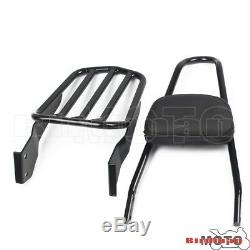 Backrest Pad Sissy Bar Rear Luggage Rack for Harley Sportster XL883 1200 2004-Up
