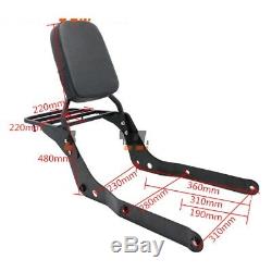 Backrest Sissy Bar Luggage Rack Cushion Pad for Honda Shadow Aero VT750 04-12