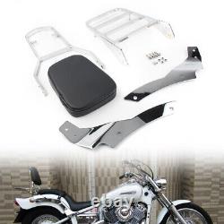 Backrest Sissy Bar+ Luggage Rack Fit Yamaha V Star DS 400 650 Custom drag star