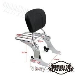 Backrest Sissy Bar Luggage Rack For Harley-Davidson Sportster XL883 1200 2004-20