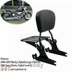 Backrest Sissy Bar & Luggage Rack For Harley Softail Standard FXST 2006-UP 00-05