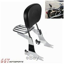 Backrest Sissy Bar & Luggage Rack For Harley Sportster XL 883 1200 Custom 94-03