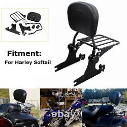 Backrest Sissy Bar Luggage Rack Rear Fit For Harley Softail FLSTC Classic 00-05