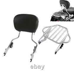 Backrest Sissy Bar Two Up Luggage Rack Fit For Harley Touring Street Glide 09-21