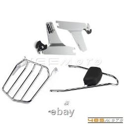 Backrest Sissy Bar With Pad Luggage Rack For Harley Softail Standard FXST 06-20