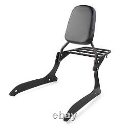 Backrest Sissy Pad & Luggage Rack For Yamaha XVS1300A V Star 1300 2007-15 Black