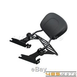 Black Adjustable Detachable Sissy Bar Luggage Rack Backrest For Harley Softail