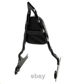Black Detachable Backrest Pad Twisted Custom Sissy Bar Harley 06-17 Dyna FXD OB