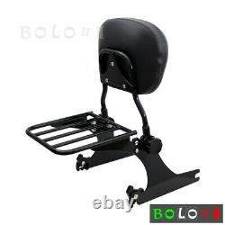 Black Detachable Backrest Sissy Bar & Luggage Rack Fit For Dyna FXDF FXDWG 10-17