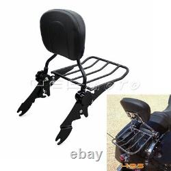 Black Detachable Backrest Sissy Bar Luggage Rack For Harley Touring Road Glide