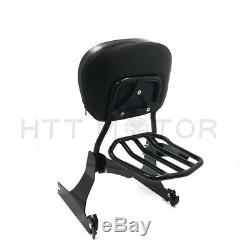 Black Detachable Backrest Sissy Bar Passenger Luggage Rack For Harley 08-09 FXDF