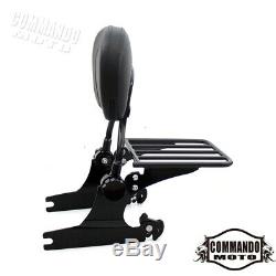 Black Detachable Backrest Sissy Bar with Luggage Rack For Harley Softail New