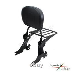 Black Detachable Sissy Bar Backrest Luggage Rack Combo For Sportster XL883 1200