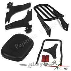 Black Detachable Sissy Bar Pad Backrest Luggage Rack For 94-13 Harley Sportster