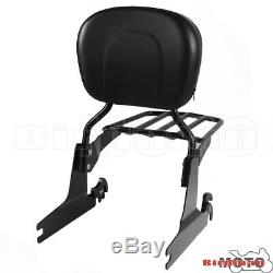 Black Luggage Rack Backrest Pad Sissy Bar For Harley Softail FatBoy FXSTB 05-UP