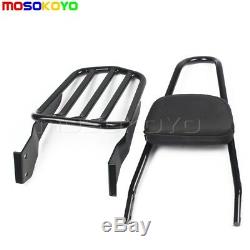 Black Sissy Bar Backrest Luggage Rack for Harley Sportster XL883 XL1200 04-16 17