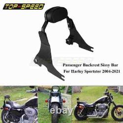 Black Sissy Bar Short Passenger Back Rest For Harley Sportster 883 1200 XL 04-21
