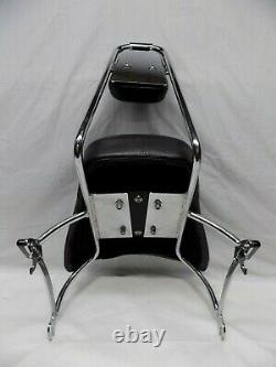 CHOPPER SECOND SEAT WITH SISSY BAR CHROME- BLK PAD 13.5 WIDE 9 FRONT to BACK