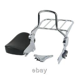 Chrome Backrest Sissy Bar Luggage Rack Docking Kit Fit For Harley Touring 97-08