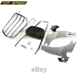 Chrome Backrest Sissy Bar Luggage Rack Kit For Harley Sportster 883 1200 94-03