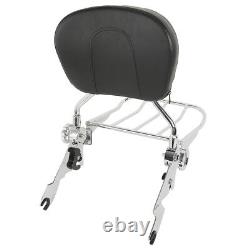 Chrome Detachable Backrest Sissy Bar Luggage Rack Fit For Harley Touring 2009-UP
