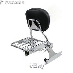 Chrome Detachable Backrest Sissy Bar Luggage Rack For Harley Dyna Low Rider FXDL
