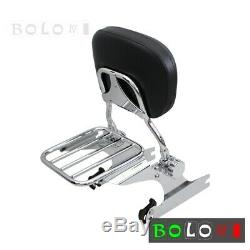 Chrome Detachable Backrest Sissy Bar & Luggage Rack For Harley Softail 2006-UP