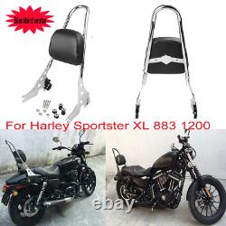 Chrome Detachable Passenger Sissy Bar Backrest for Harley Sportster XL 883 1200