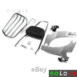 Chrome Detachable Sissy Bar Backrest+Luggage Rack For Harley Roadster / SuperLow