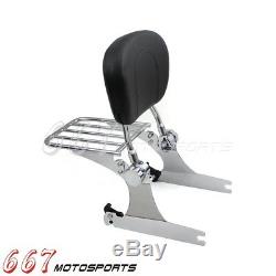 Chrome Motorcycles Detachable Backrest Sissy Bar with Luggage Rack For Harley Dyna