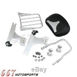 Chrome Motorcycles Detachable Backrest Sissy Bar with Luggage Rack For Harley Dyna