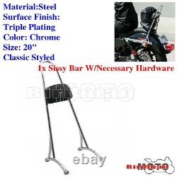 Chrome Passenger Sissy Bar Backrest Kit For Harley Sportster Custom XL 1996-2003